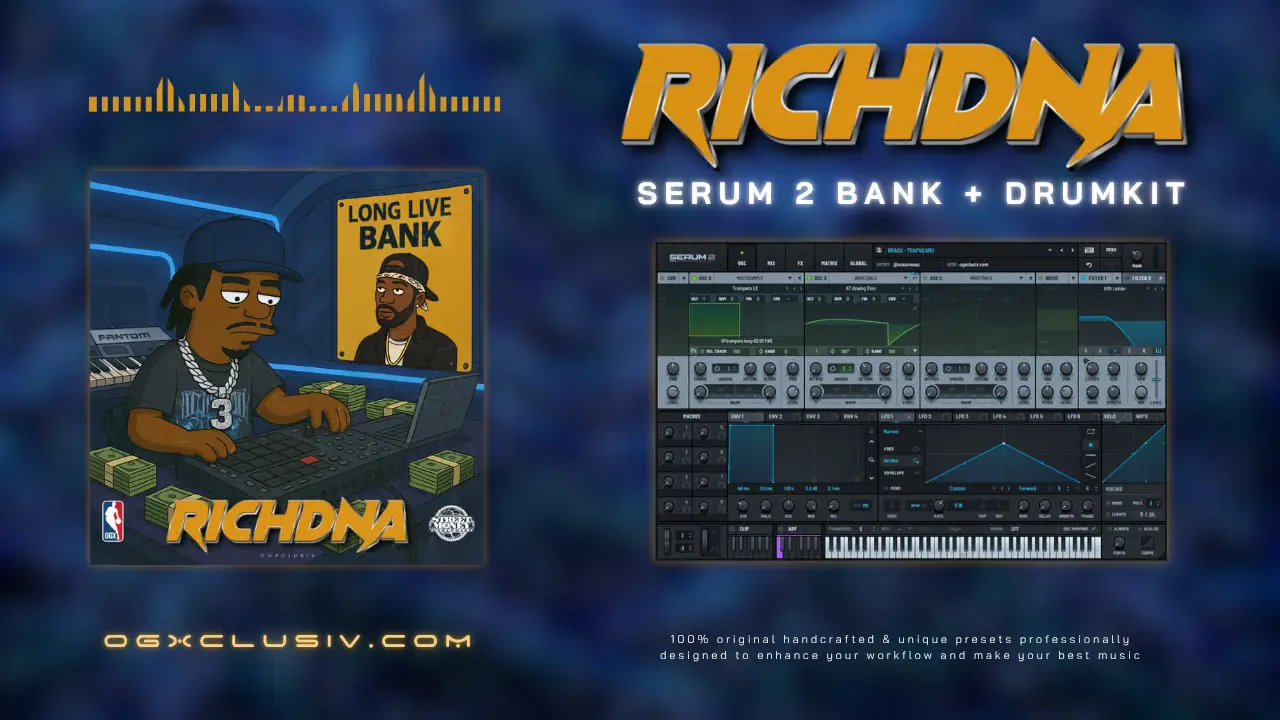 RICHDNA Sound Kit – Futuristic OG Trap & Glo Presets (43 Serum Banks + 105 Drums)
