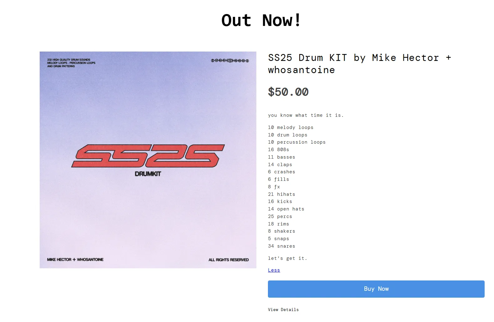 SS25 Drum Kit cover – Mike Hector