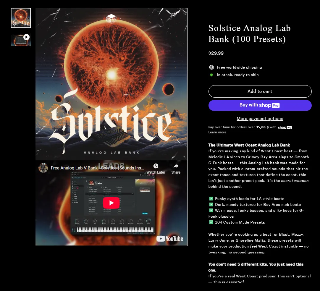 Solstice Preset Bank Cover